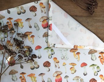 Poisonous mushrooms tea towel, kitchen towel, mushroom illustration, mushroom pattern