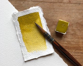 Watercolor half pan "mustard/sennep", artisinal watercolour, handmade watercolor paint, watercolour half pan