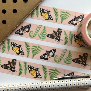 Farne und Motten washi tape 20mm, Papierband, Natur Illustration, Dekoband