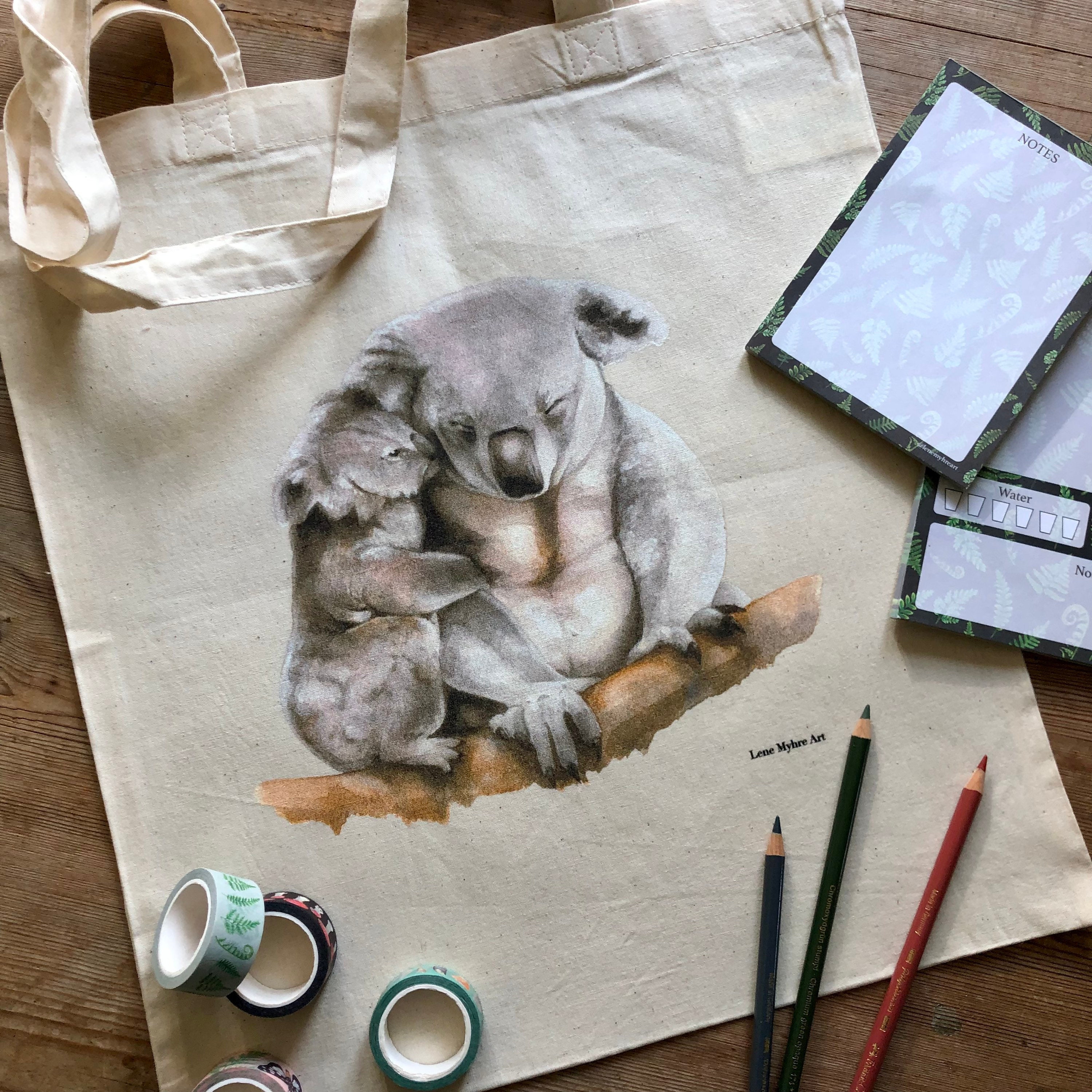 Sac sac tote Koala, impression d'art koala, sac atte imprimé, sac tote animal, sac sac tote avec impression, impression d'art aquarelle