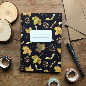Maple leaves notebook, A5 lined nature notebook