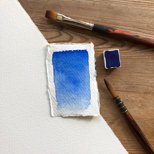 Ultramarine Blue Light half pan, PB29, handmade watercolor paint, artisanal watercolor paint, honey binder, honey based paint image 2