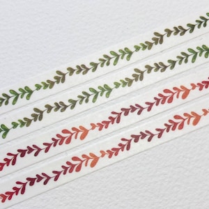 Rotes und grünes Blätter Washi Tape 8mm X 10m