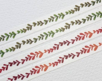 Red and green leaf washi tape 8mm X 10m