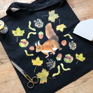 Fall Tote Bag, Squirrel Tote Bag, autumn tote