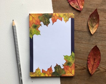Leaves A6 notepad, watercolor art, list pad, nature desk pad