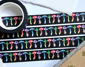 COLORFUL MUSHROOMS WASHI tape, 15mm washi tape, decorative tape, scrapbooking tape, paper tape, mushroom tape