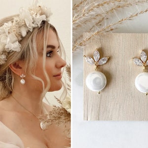 Real pearl earrings bride 24k gold plated "Eloise" wedding jewelry