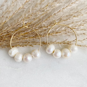 Real freshwater pearl earrings in gold or silver - bridal jewelry