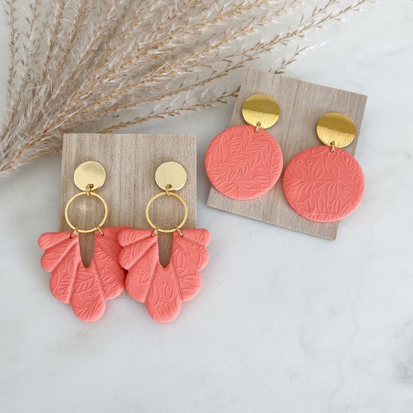 Polymer Clay earrings "Beatrice" & "Becca" in salmon gold or silver