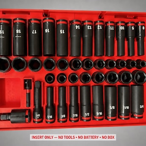 Milwaukee Packout 2&3 Drawer Insert – 43pc 3/8" Socket Organizer RED