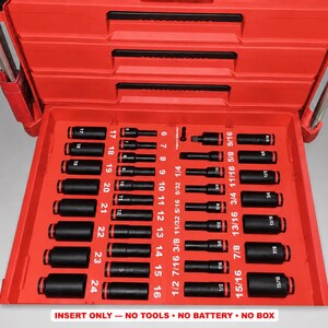 Organizador de soquetes de 3/8" Milwaukee Packout com 4 gavetas - Vermelho (36 peças)