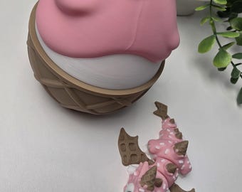 3D Printed Articulated Ice Cream Dragon & Egg - Fidget Toy