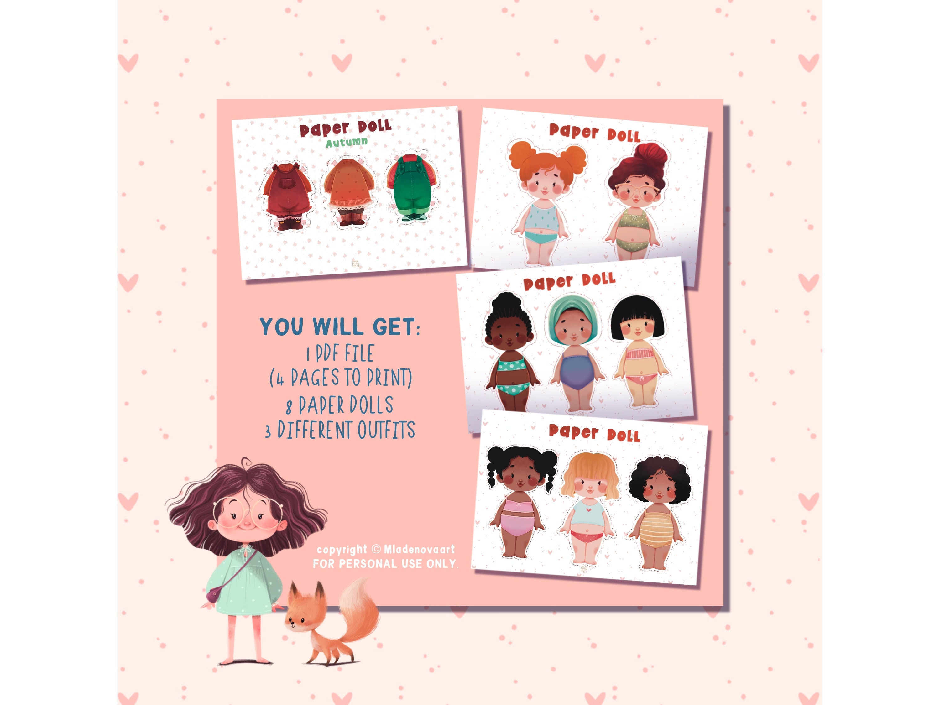 Printable Paper Dolls Kit Kids Toys Instant Digital Download Autumn Collection - Etsy Australia