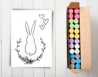 Disegno di arte con i gessetti pasquali | download digitale | Pasqua Primavera | Arte della finestra