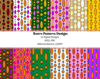 Carte digitali retrò - JPEG, PDF, Download istantaneo, Perle retrò, Carta scrapbook, Hippie, anni '50