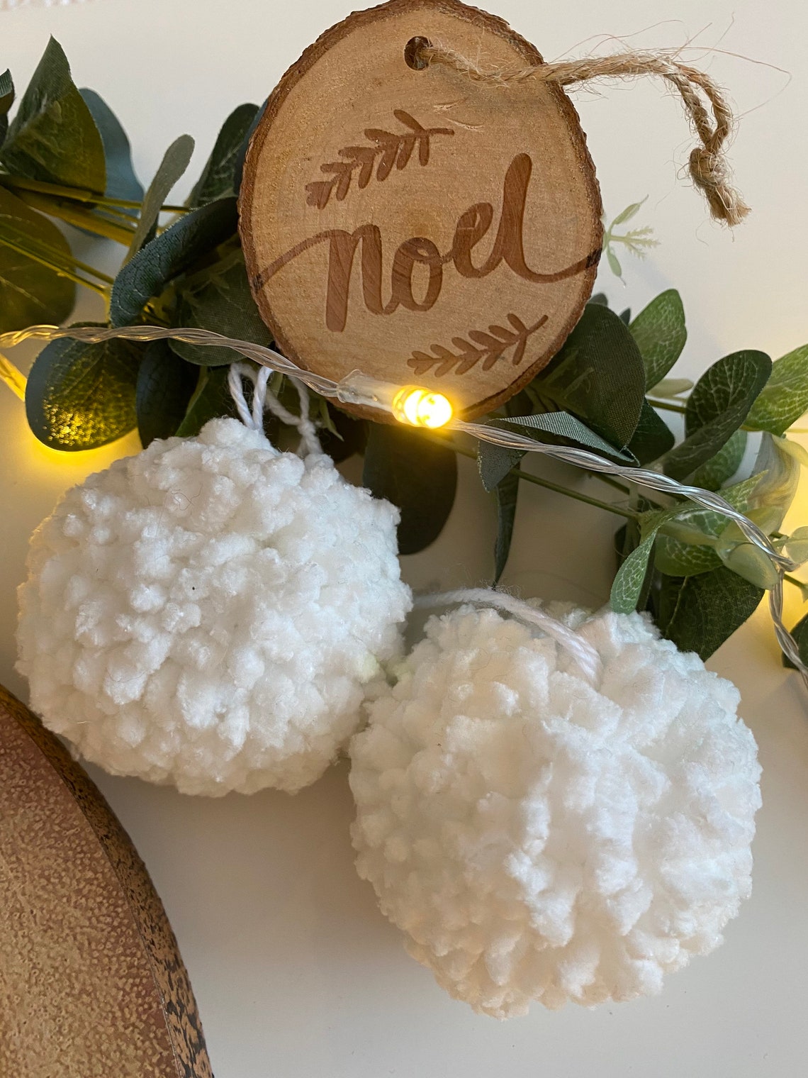 Set of 4 Fluffy snowball Christmas tree decorations white  Etsy