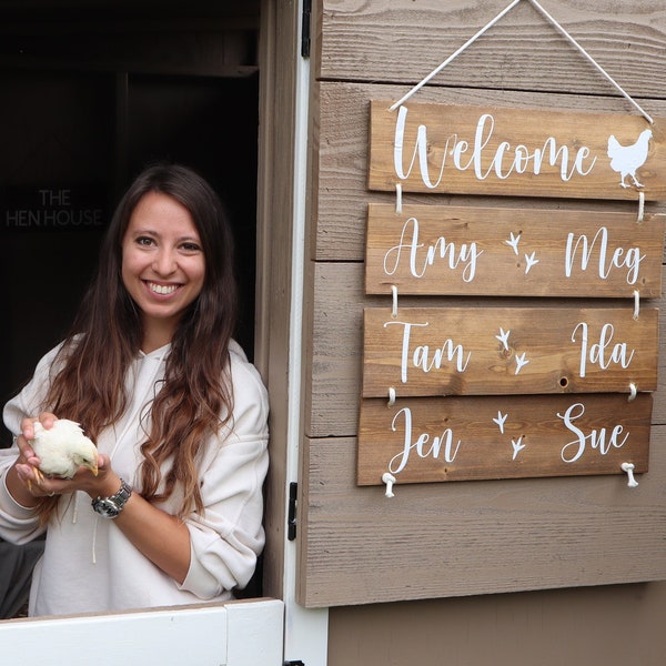 Custom Chicken Coop sign with chicken names, Chicken coop, Chicken gifts, Chicken names