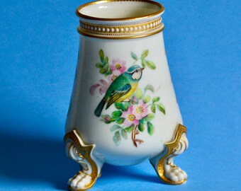 A Late 19th Porcelain Century Spill Vase With Garden Bird Images