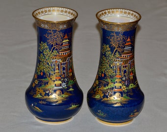 A Near-Pair of 1920's Carltonware Porcelain Vases