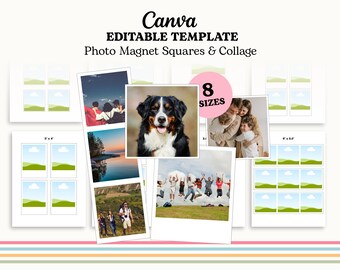 Photo Magnet Editable Canva Template Bundle | Family Photo Collage | Picture Collage | Drag & Drop | Birthday Gift Collage