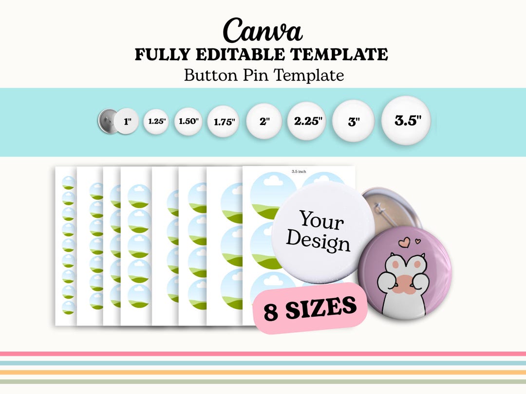 Button Pin Template Bundle Editable Canva Frame Template | Easy Drag ...