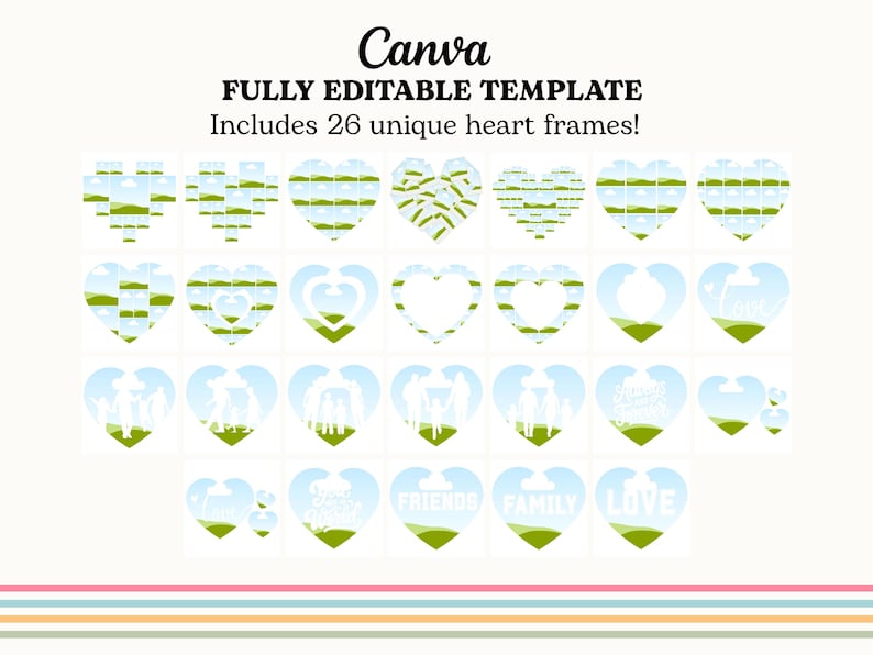 Canva Heart Frames | Photo Collage | Editable Template | Valentine's ...