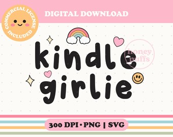 Kindle Girlie PNG | Kindle Book Lover | Reading BookTok Bookworm | Book Club | Endless TBR Library | Digital Download for Shirts, Stickers