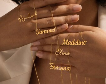 Personalized Gold Pendant – Custom Script Jewelry, Minimal Letter Chain, Gift for Her