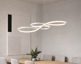 Modern Infinity LED Pendant Light, Minimalist Dining Table Chandelier, Dimmable Kitchen Island Lighting