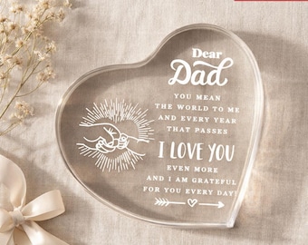 Engraved Heart Acrylic Plaque for Father – Meaningful Keepsake, Birthday Present