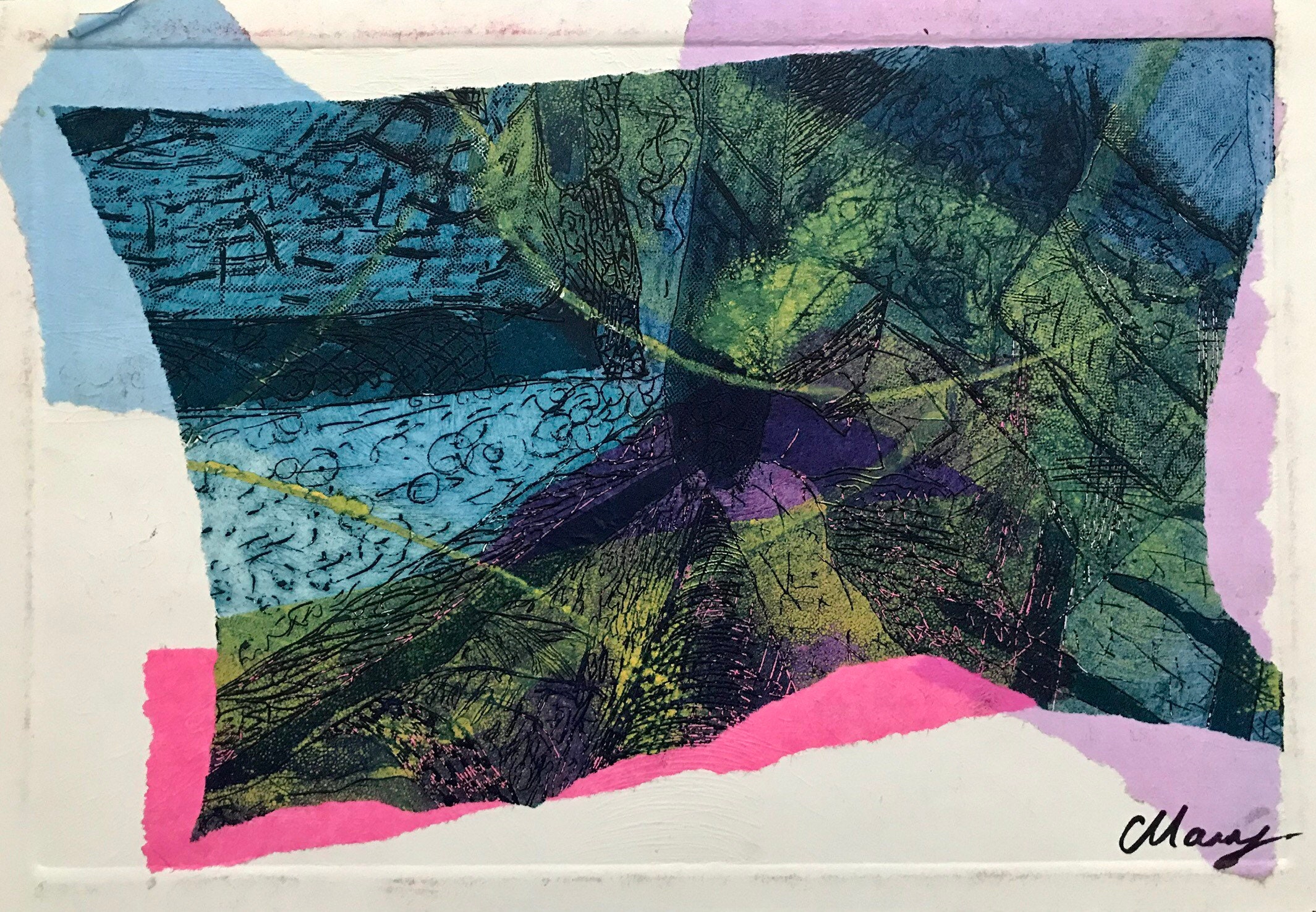 Coloured Etching Etched Artwork Print Textile Design Etsy