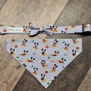 Mickey Mouse Print Dog Collar (Bow/Bandana/Lead Available)
