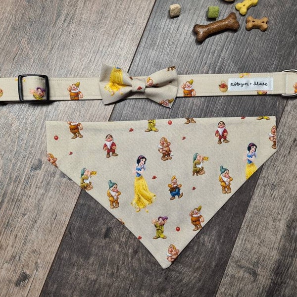 Snow White Print Hundehalsband (Schleife/Bandana/Leder erhältlich)