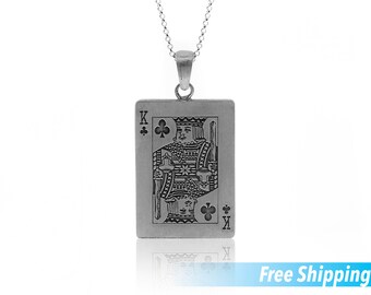 Rhodium-plated 925 Silver Playing Cards King Of Hearts Pendant with 18 Necklace Jewels Obsession Playing Cards Rhodium-plated 925 Silver Playing Cards King Of Hearts Pendant with 18 Necklace Jewels Obsession Playing Cards