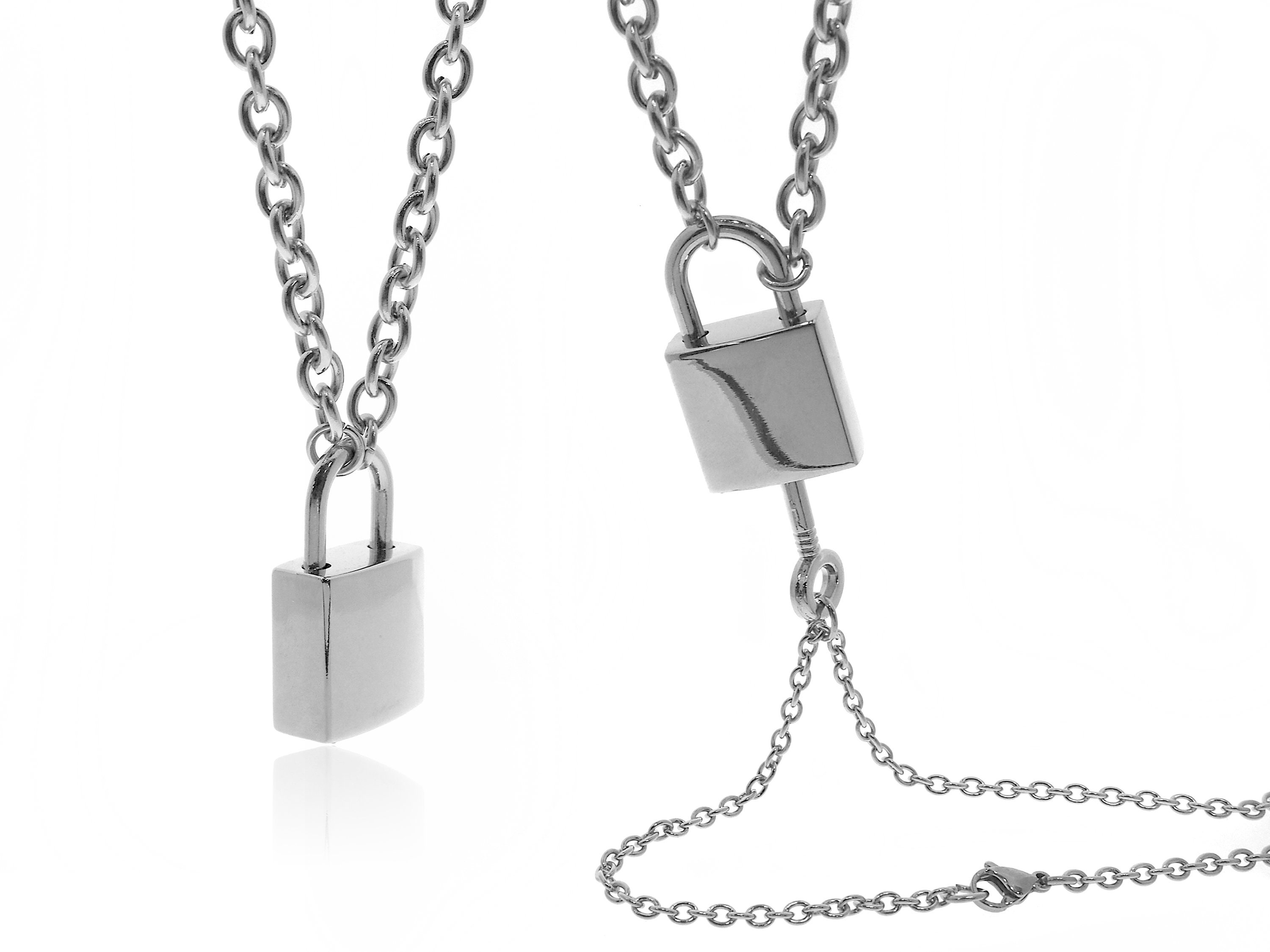 CUSTOM ENGRAVE PADLOCK and Key Necklace Set Preorder Etsy UK