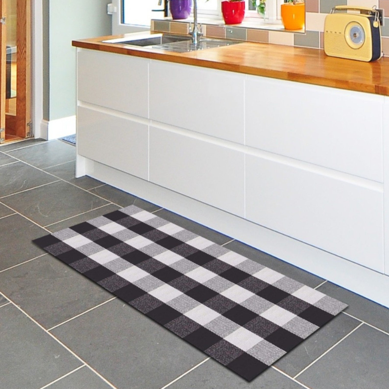 Black and white checkered Buffalo plaid doormat Buffalo check Etsy