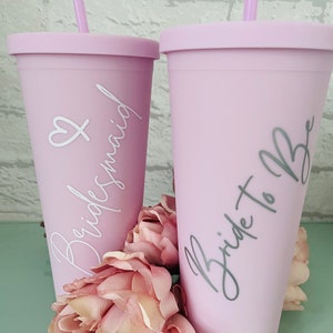 Personalised Cold Cup with Straw, Bride Cup, Hen Party Cups, Starbucks Inspired, personalised Bridesmaid Cup, Cold Cups, Bridesmaid Tumbler