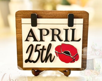 Poppy Day Collection - April 25th Calendar Sign