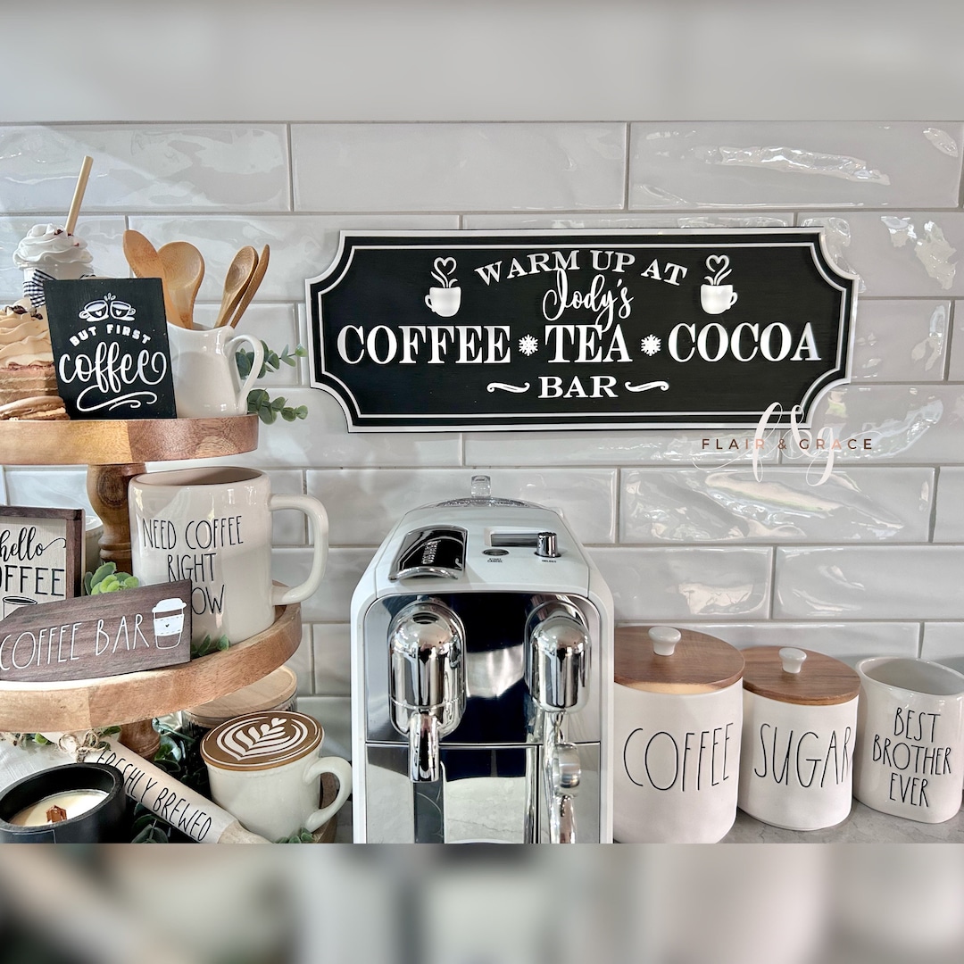Personalised Coffee Tea Cocoa Bar Sign Etsy