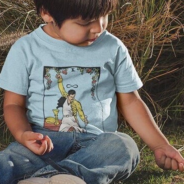 Toddler Freddie Tarot Kids Tee, 2T - 6T Artsy Original Design Children's Clothes Rock Music with Queen Band Graphic Art Print on Cotton