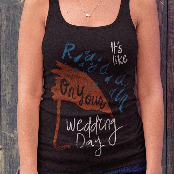 Alanis Morissette Lyrics Racerback Tank Top Rain on Your Wedding Day Shirt Isn't it Ironic Song Graphic with 90's Rock Music