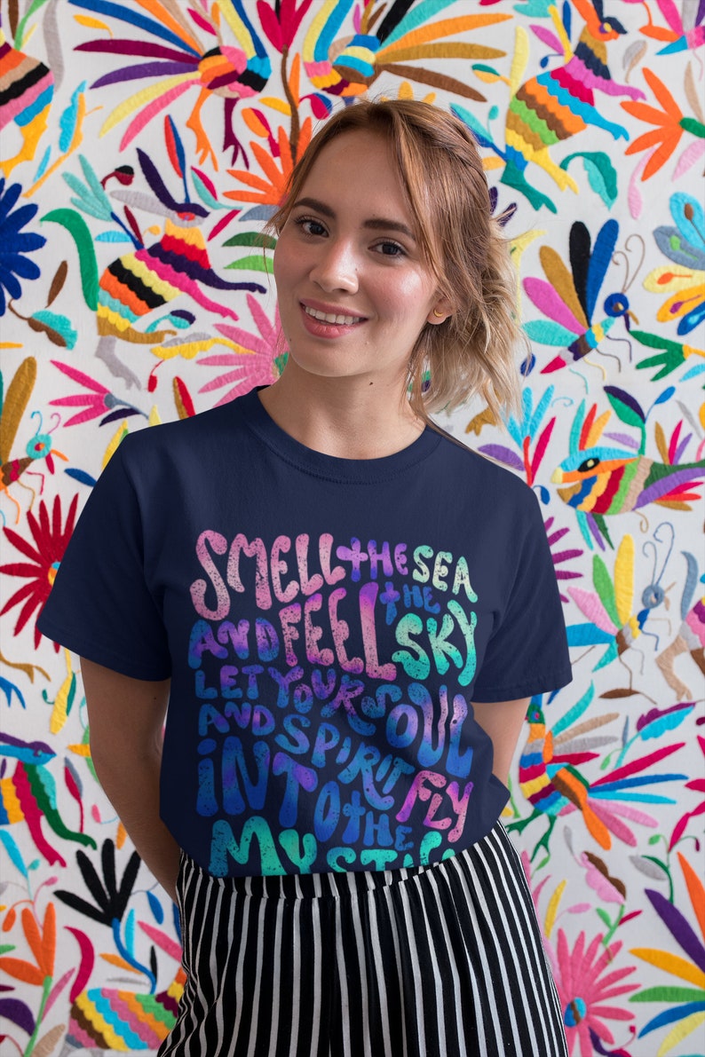 Into The Mystic Tee with Van Morrison Lyrics Artsy Music Graphic on Unisex Bella Canvas TShirt Plus Size Hippie Clothes for Gypsy Soul Women 