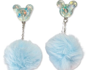 Mickey Pom Pom Dreamy Earrings SPARKLY BLUE