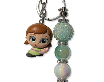 Frozen Baby Princess Beaded Keychain |  Handmade Beaded Keychain | Fun Character Charm | Trendy Accessories | Pop Culture Gift