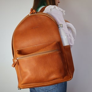 Grain Camel Leather Backpack / Laptop backpack / Backpack for men / Backpack for women / Leather laptop bag / Laptop bag / Leather bag image 2