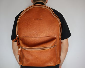Grain Camel Leather Backpack / Laptop backpack / Backpack for men / Backpack for women / Leather laptop bag / Laptop bag / Leather bag