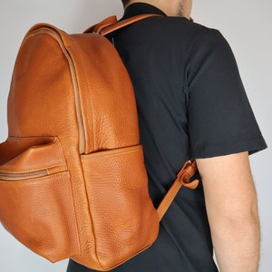 Grain Camel Leather Backpack / Laptop backpack / Backpack for men / Backpack for women / Leather laptop bag / Laptop bag / Leather bag image 3
