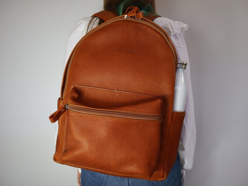 Grain Camel Leather Backpack / Laptop backpack / Backpack for men / Backpack for women / Leather laptop bag / Laptop bag / Leather bag image 6