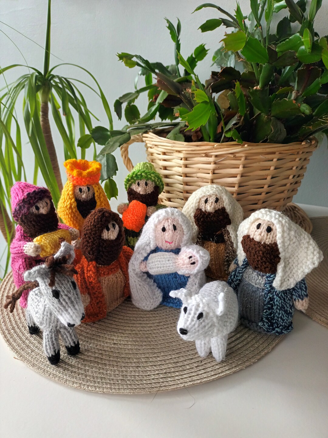 Hand Knitted 9 Piece Nativity Set Etsy